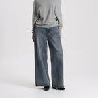 Women Vintage Style Denim Wide Leg Pants High Waist Loose Simple Casual Trousers Daily Wear Washable Breathable
