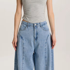 Women Light Blue Barrel Leg Denim Jeans Mid Rise Relaxed Fit Vintage Style Trendy Streetwear Pants