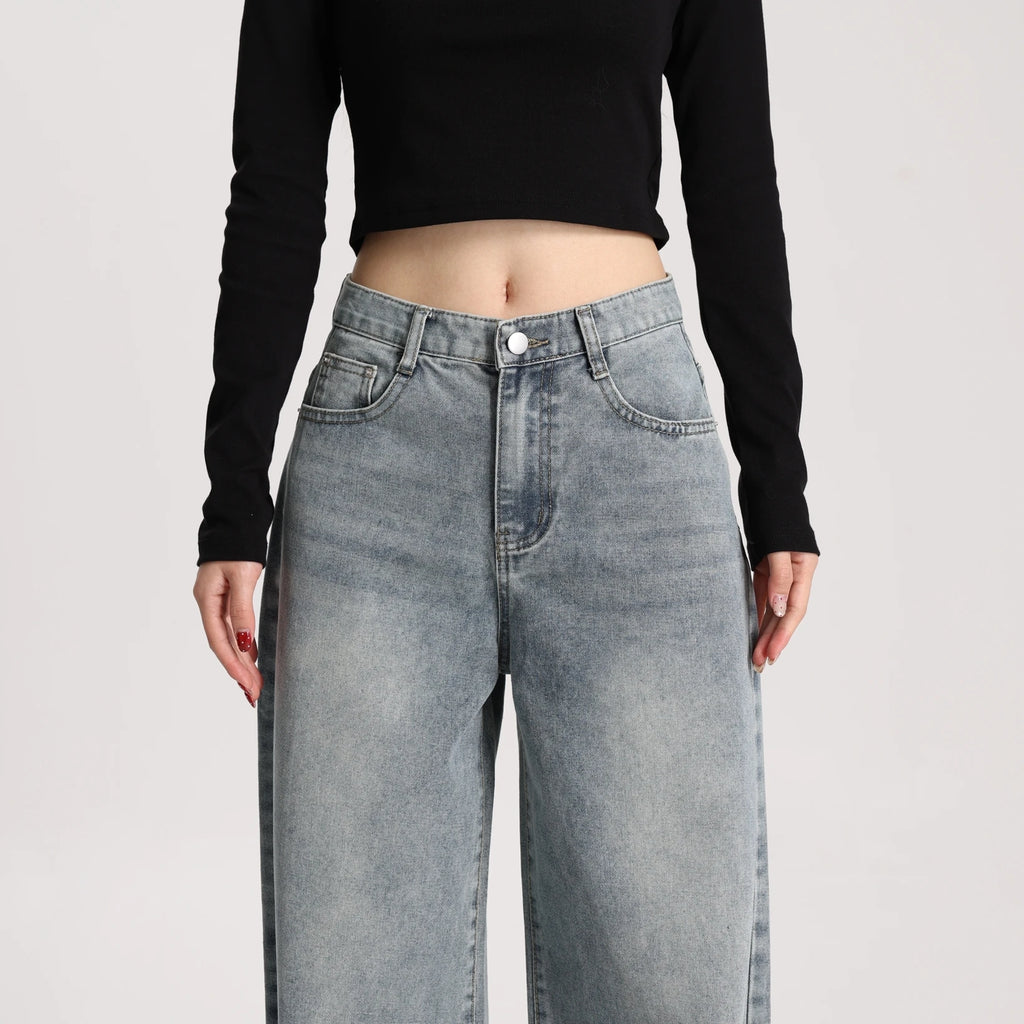High Quality Women High Rise Loose Fit Wide Leg Casual Vintage Style Trousers Daily Wear