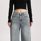 High Quality Women High Rise Loose Fit Wide Leg Casual Vintage Style Trousers Daily Wear