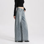 High Quality Women High Rise Loose Fit Wide Leg Casual Vintage Style Trousers Daily Wear