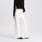 High Quality Women White Wide Leg Pants High Waist Loose Casual Trousers Comfortable Breathable Fabric Ladies Fashion