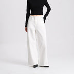 High Quality Women White Wide Leg Pants High Waist Loose Casual Trousers Comfortable Breathable Fabric Ladies Fashion