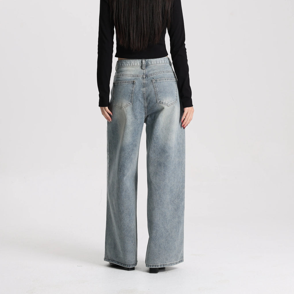 High Quality Women High Rise Loose Fit Wide Leg Casual Vintage Style Trousers Daily Wear