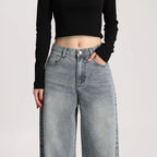 High Quality Women High Rise Loose Fit Wide Leg Casual Vintage Style Trousers Daily Wear