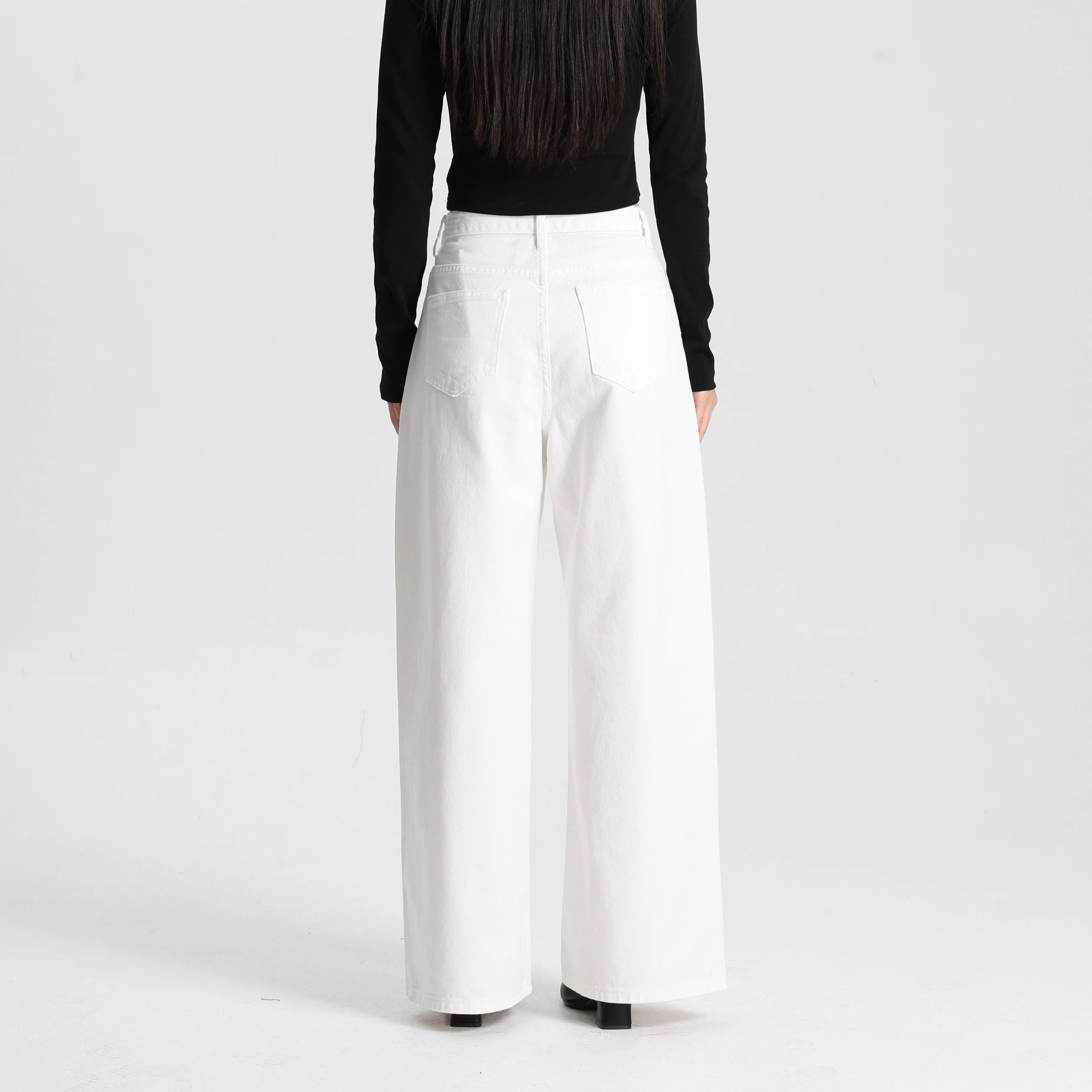 High Quality Women White Wide Leg Pants High Waist Loose Casual Trousers Comfortable Breathable Fabric Ladies Fashion