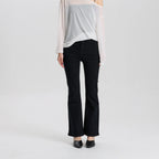 Women Black Stretch Flare Jeans High Waist Slim Fit Casual Vintage Comfortable Elastic Fabric Pants