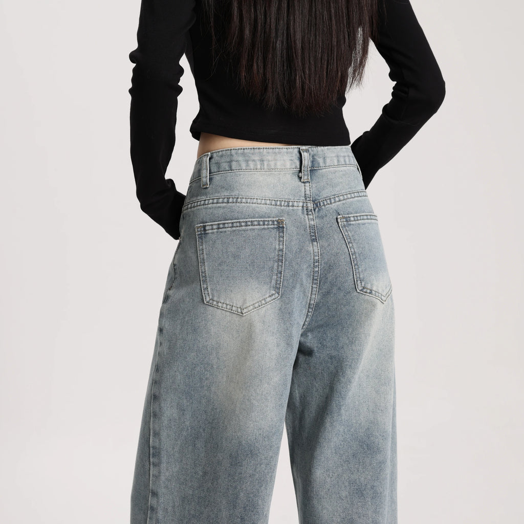 High Quality Women High Rise Loose Fit Wide Leg Casual Vintage Style Trousers Daily Wear