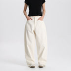 Women High Waist Barrel Pants Cotton Dyed Fabric Wide Leg Loose Casual Comfortable Vintage Style Ready Stock OEM