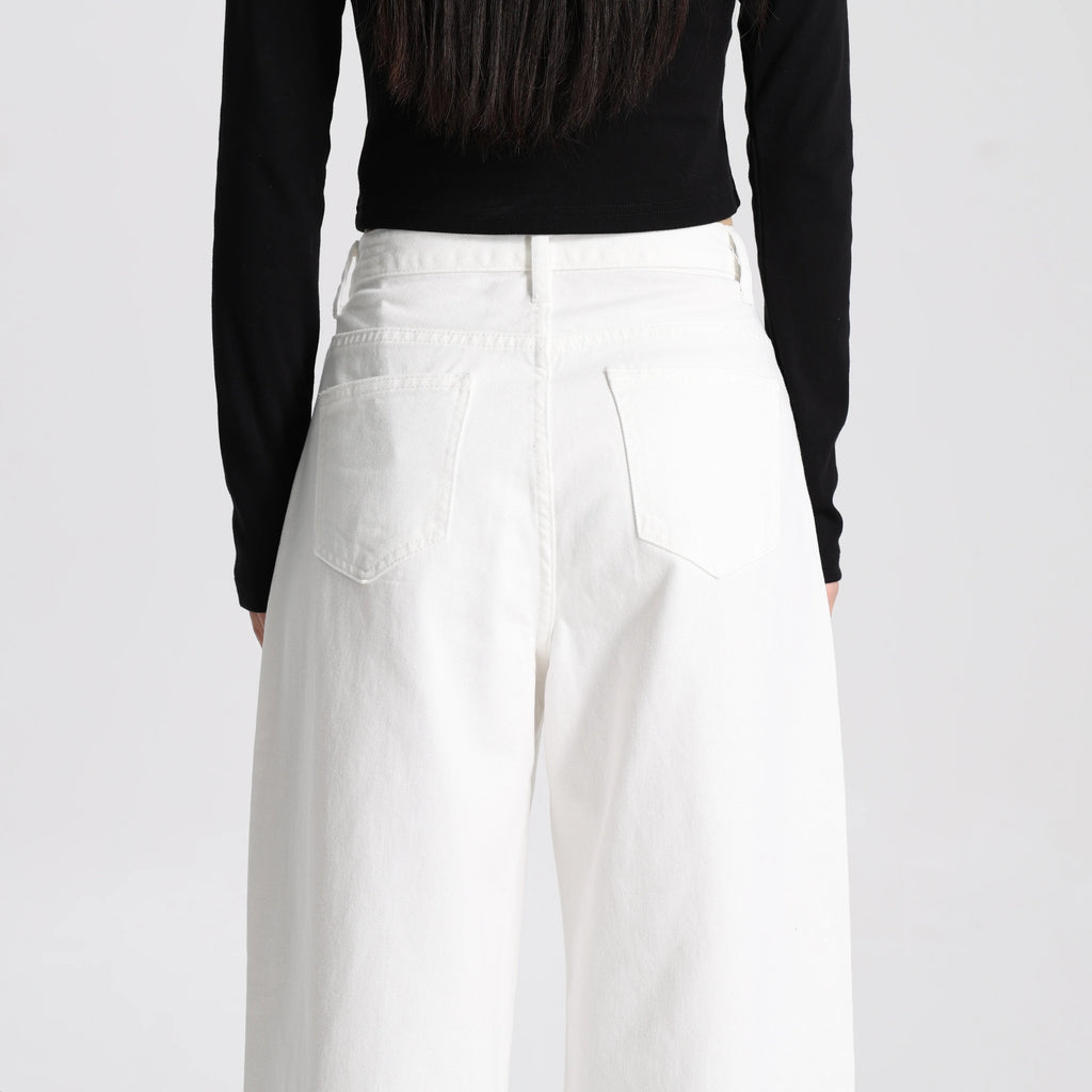 High Quality Women White Wide Leg Pants High Waist Loose Casual Trousers Comfortable Breathable Fabric Ladies Fashion