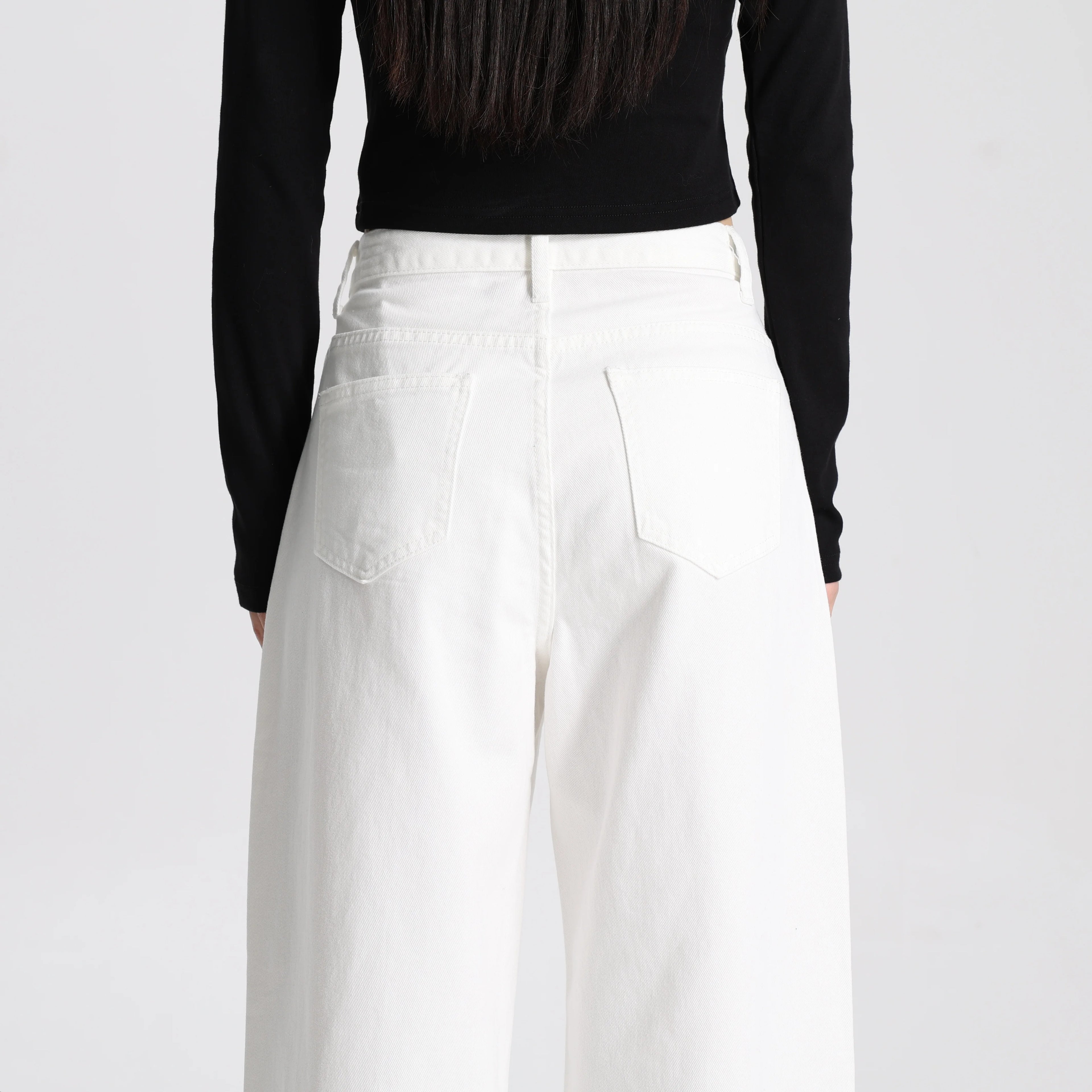 High Quality Women White Wide Leg Pants High Waist Loose Casual Trousers Comfortable Breathable Fabric Ladies Fashion