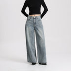 High Quality Women High Rise Loose Fit Wide Leg Casual Vintage Style Trousers Daily Wear