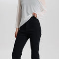 Women Black Stretch Flare Jeans High Waist Slim Fit Casual Vintage Comfortable Elastic Fabric Pants