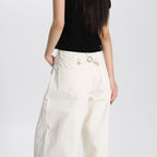 Women High Waist Barrel Pants Cotton Dyed Fabric Wide Leg Loose Casual Comfortable Vintage Style Ready Stock OEM