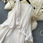 Casual Long Dress 2026 French Soft Sleeveless Dress Pleated Relaxed Women'S Elegant Office Plus Size Printed Dress Wholesale