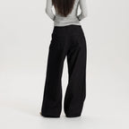 Women Black Wide Leg Jeans Mid Waist Loose Fit Casual Vintage Denim Pants High Quality Durable Structured Fabric