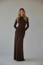 Bodycon Mock-Neck Long Sleeve Maxi Dress