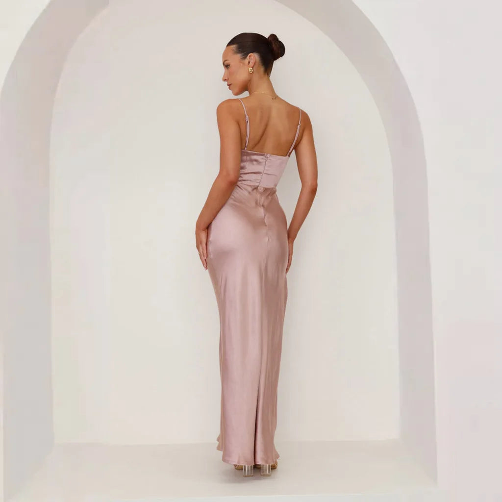 Women's Backless Slit  Spaghetti Strap Midi Dress