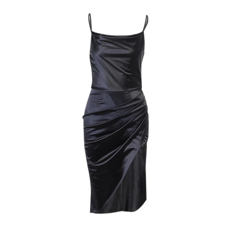 Satin Midi Sundress High Slit Sexy Slip Dress