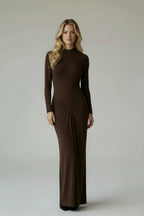 Bodycon Mock-Neck Long Sleeve Maxi Dress
