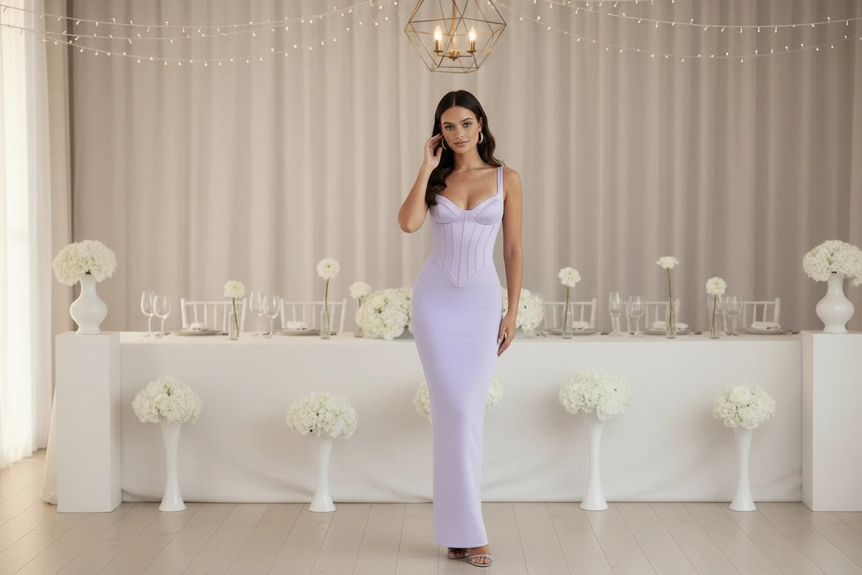 Purple Diamond Sculpted Maxi Dress