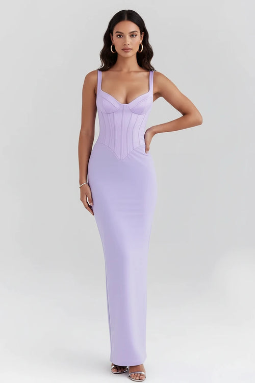 Purple Diamond Sculpted Maxi Dress