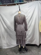 TAOP&ZA 2026 Spring New Fashionable Simple Layered Decorated Long-Sleeved Stand Collar Polka Dot Midi Maxi Dress 9861