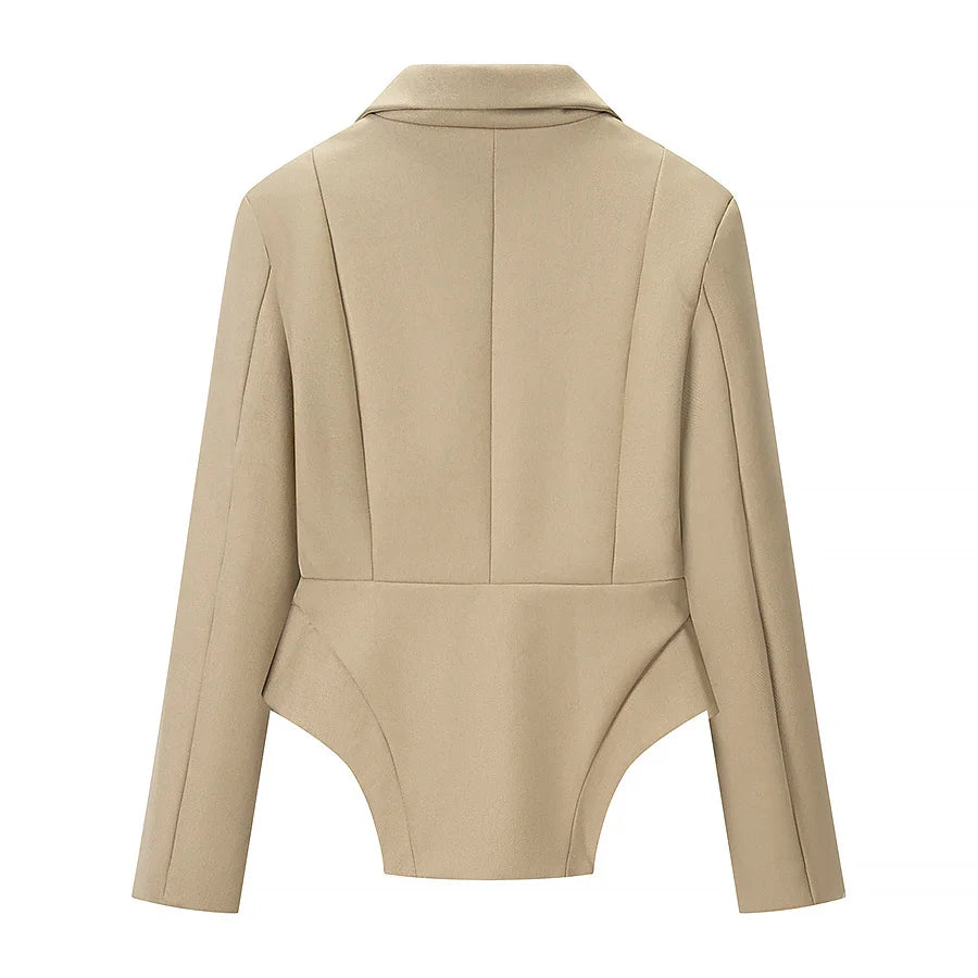 TAOP&ZA 2026 New Fashionable and Versatile Women's Long-Sleeved Collared Suit Jacket and High-Waisted Trousers Set 3169