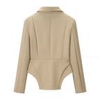 TAOP&ZA 2026 New Fashionable and Versatile Women's Long-Sleeved Collared Suit Jacket and High-Waisted Trousers Set 3169