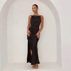 Women's Backless Slit  Spaghetti Strap Midi Dress