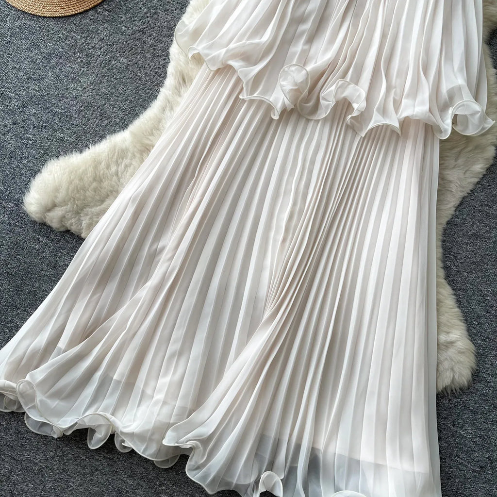 Casual Long Dress 2026 French Soft Sleeveless Dress Pleated Relaxed Women'S Elegant Office Plus Size Printed Dress Wholesale