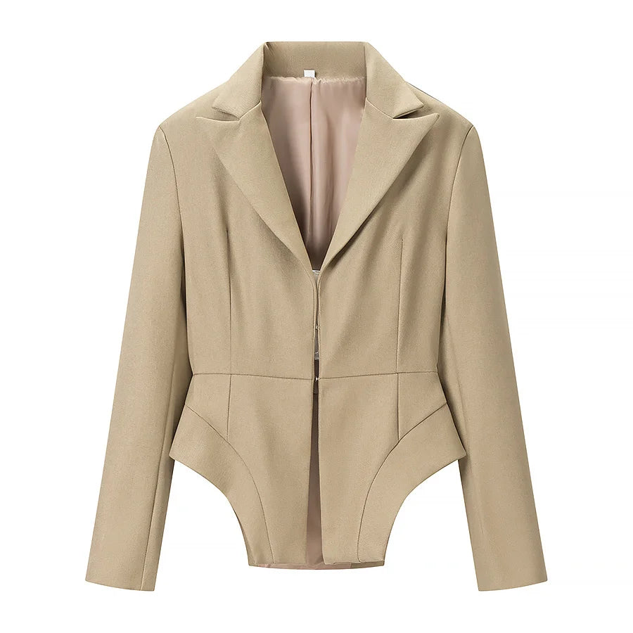 TAOP&ZA 2026 New Fashionable and Versatile Women's Long-Sleeved Collared Suit Jacket and High-Waisted Trousers Set 3169