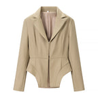 TAOP&ZA 2026 New Fashionable and Versatile Women's Long-Sleeved Collared Suit Jacket and High-Waisted Trousers Set 3169