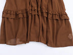 TAOP&ZA 25 New Elegant Fashion Women's Clothing European and American Temperament Ruffled Long Sleeve Tie Waist Long Skirt 8967