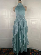 Women'S Spring 2026 Vintage Elegant Ruffled Sleeveless Cinched Waist Long Dress New Arrival