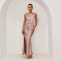 Women's Backless Slit  Spaghetti Strap Midi Dress