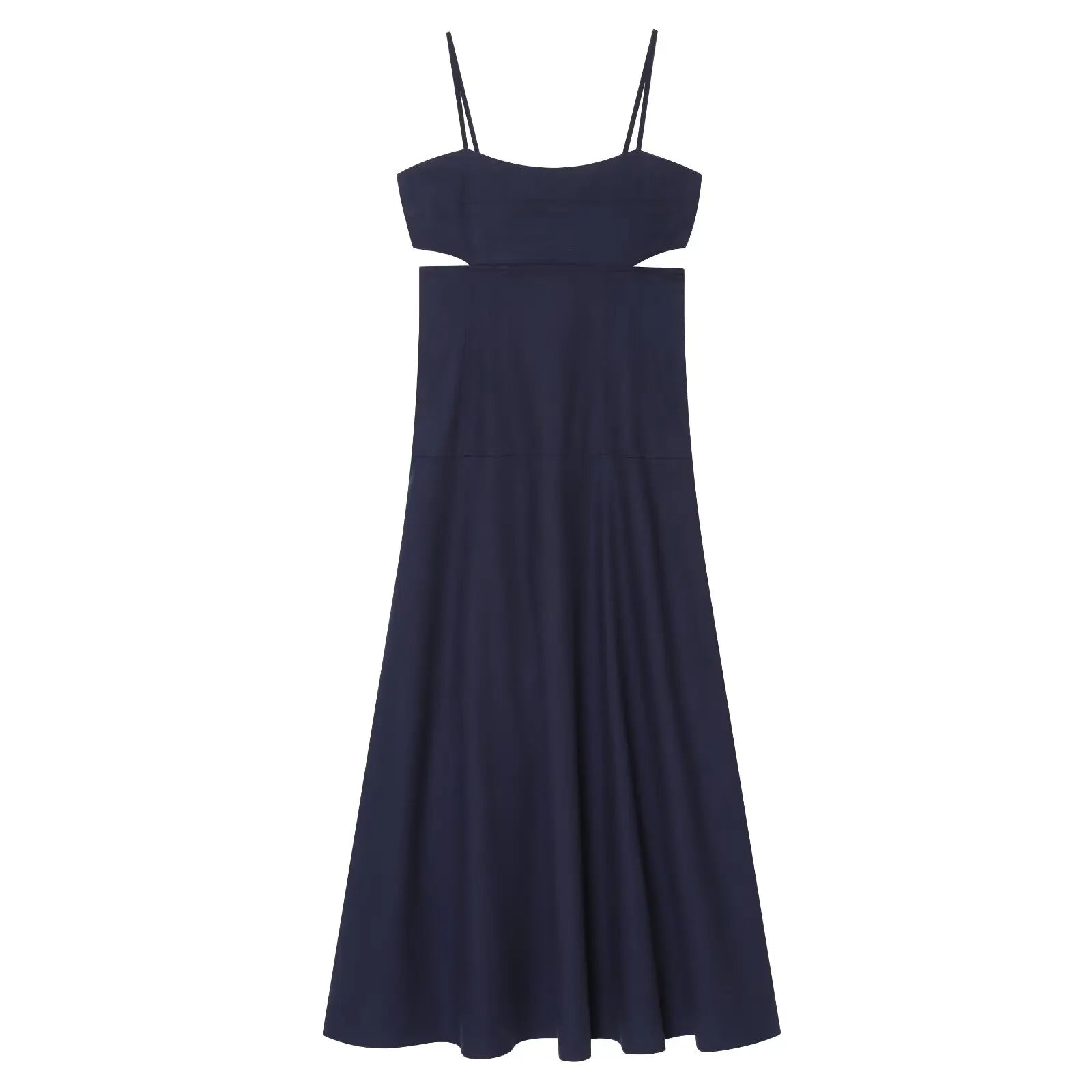 TAOP&ZA 2026 Summer New Arrival Women's A-line Hem Straight Neck Opening Dress with Spaghetti Straps 2611769