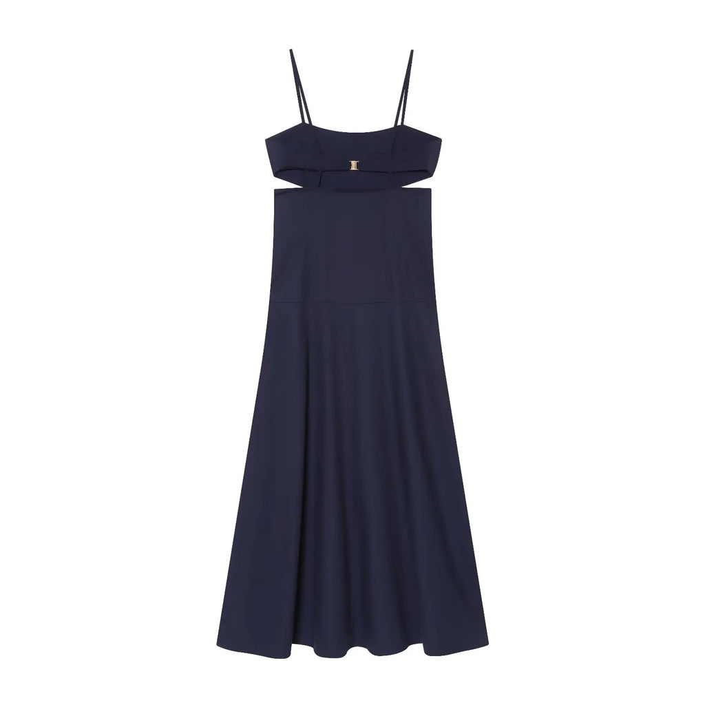 TAOP&ZA 2026 Summer New Arrival Women's A-line Hem Straight Neck Opening Dress with Spaghetti Straps 2611769