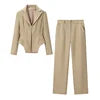 TAOP&ZA 2026 New Fashionable and Versatile Women's Long-Sleeved Collared Suit Jacket and High-Waisted Trousers Set 3169