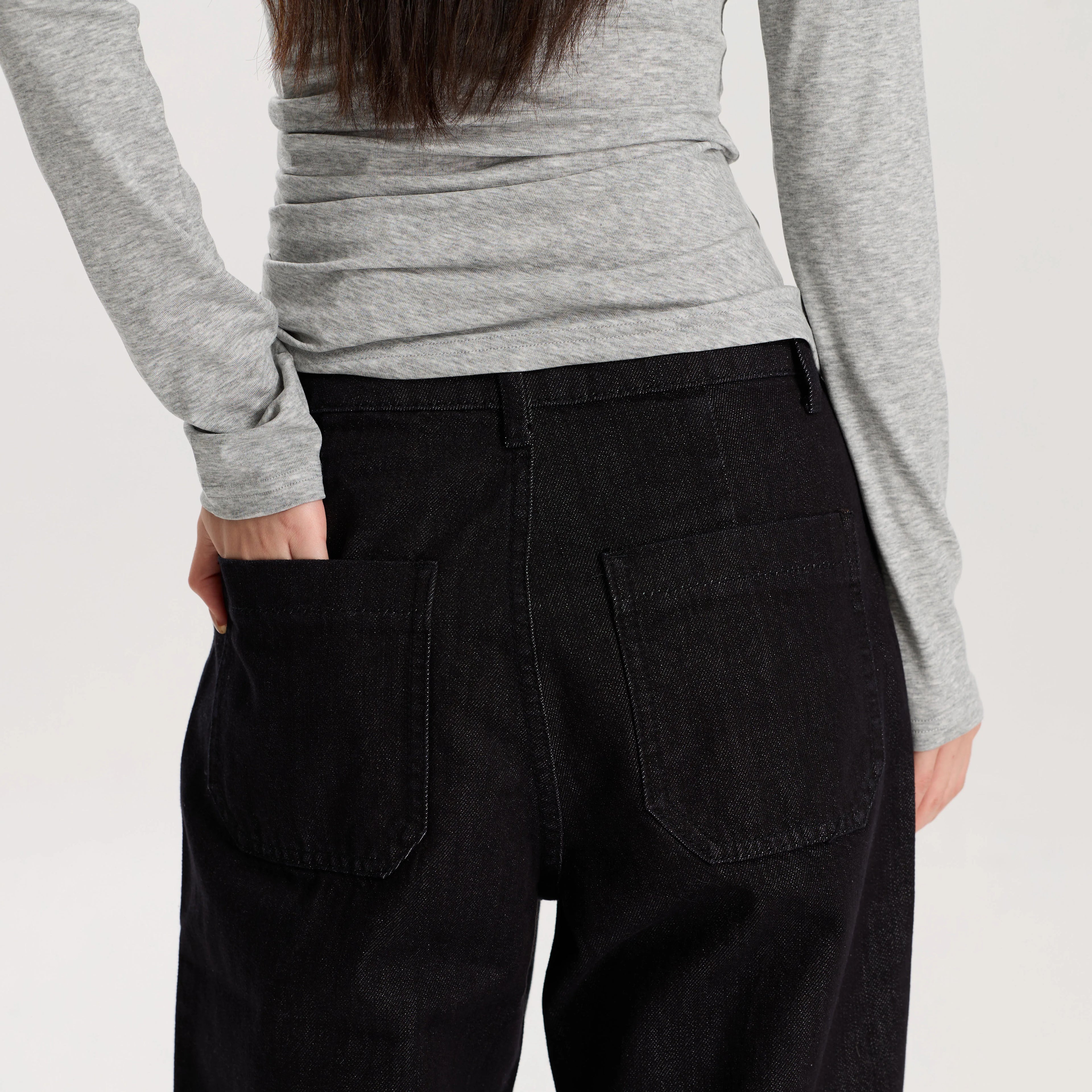 Women Black Wide Leg Jeans Mid Waist Loose Fit Casual Vintage Denim Pants High Quality Durable Structured Fabric